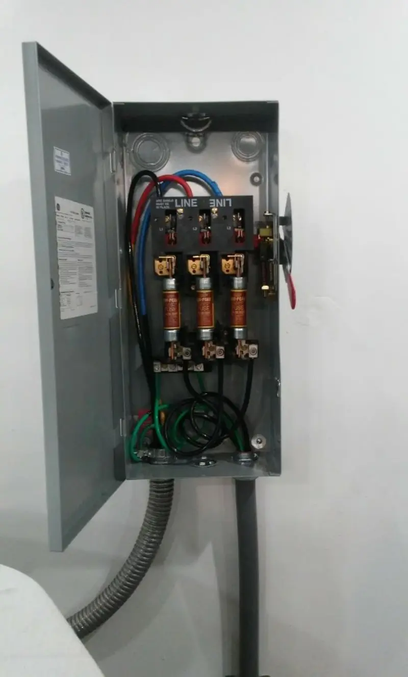 Three-phase disconnect switch installed for Electrical Wiring & Rewiring in Bow